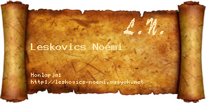 Leskovics Noémi névjegykártya