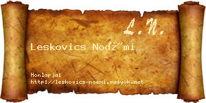 Leskovics Noémi névjegykártya